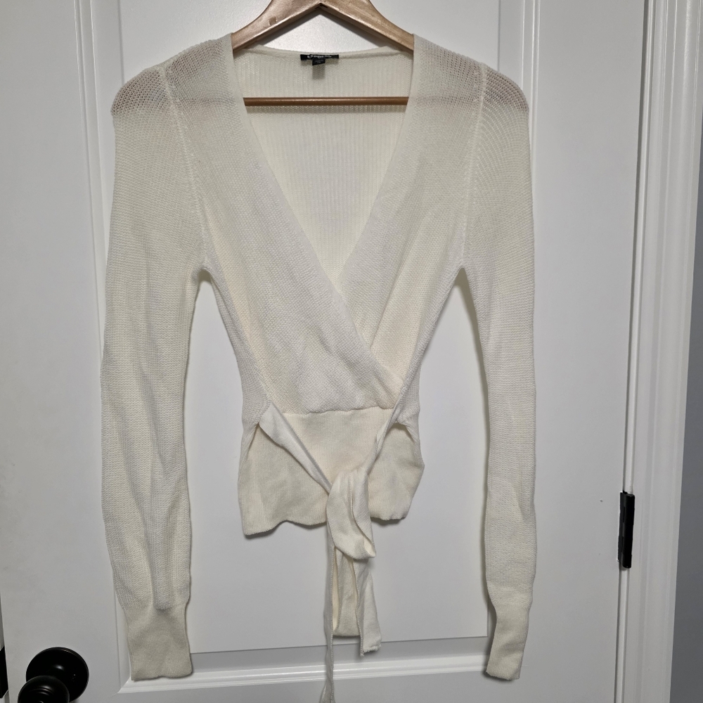 Express Sweater Loose Knit Bundle (2) Cream/Pink Wrap Style XS